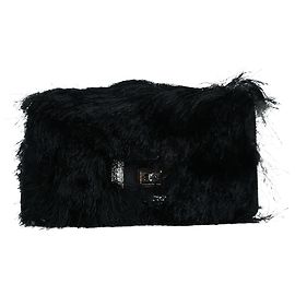 Roger Vivier Bolso mini negro raso pelo choc strass Negro