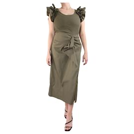 Ulla Johnson-Green ruffle sleeved dress - size L-Green