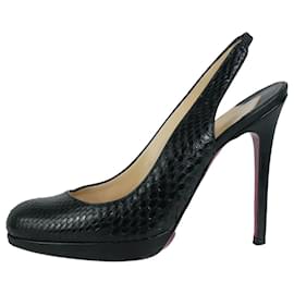 Christian Louboutin-Black snake effect platform with stiletto heel - size EU 36-Black