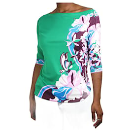 Emilio Pucci-Top verde con stampa floreale - taglia UK 14-Verde