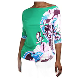 Emilio Pucci-Green floral printed top - size UK 14-Green