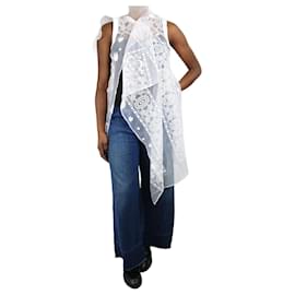 Sacai-White sleeveless embroidered net top - size M-White