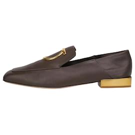 Salvatore Ferragamo-Brown leather flat shoes - size EU 37.5-Brown