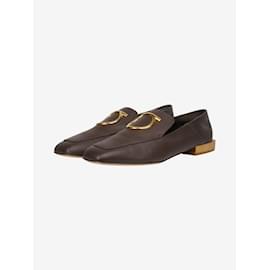 Salvatore Ferragamo-Brown leather flat shoes - size EU 37.5-Brown