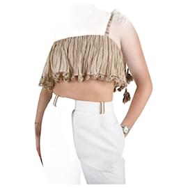 Zimmermann-Neutral striped ruffled crop top - size Brand size 2-Other