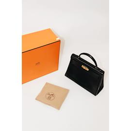 Hermès-BLACK VINTAGE 1987 32 box calf Kelly Sellier-Black