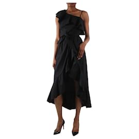 Sandro-Black off-shoulder ruffle dress - size UK 8-Black