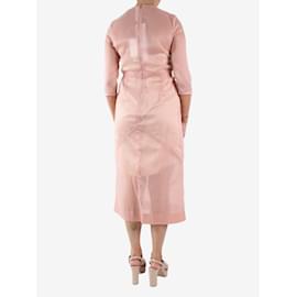 Victoria Beckham-Pink organza midi dress with striped midi slip - size UK 10-Pink