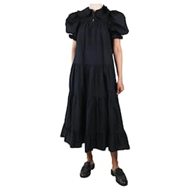 Ulla Johnson-Black puff-sleeved tiered maxi dress - size US 4-Black