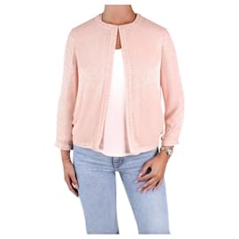 Louise Kennedy-Pink beaded cardigan and top set - size S-Pink