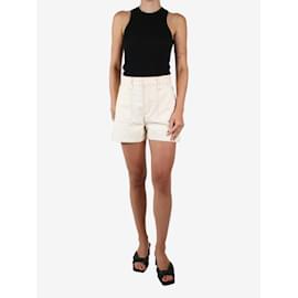 Chloé-Cream contrast stitched denim shorts - size UK 10-Cream