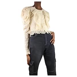 Ulla Johnson-Neutral lace embroidered long sleeve blouse - size UK 8-Other