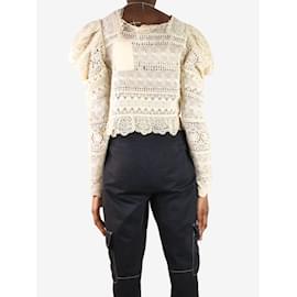 Ulla Johnson-Neutral lace embroidered long sleeve blouse - size UK 8-Other