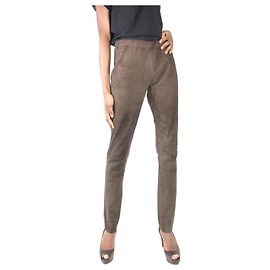 Parosh Pantalon droit en daim marron - taille M Marron