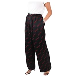 Balenciaga-Black elasticated waist logo trousers - size FR 40-Black
