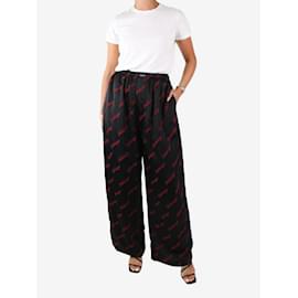 Balenciaga-Black elasticated waist logo trousers - size FR 40-Black