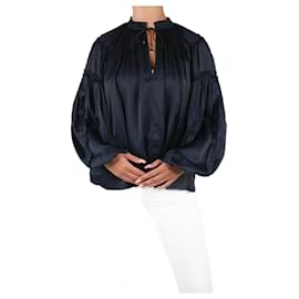 Ulla Johnson-Blue neck-tie ruffle blouse - size US 6-Blue