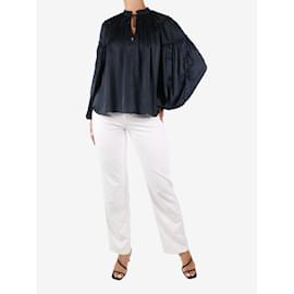 Ulla Johnson-Blue neck-tie ruffle blouse - size US 6-Blue