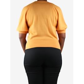 Simone Rocha-Orange puff-sleeve cropped knitted top - size L-Orange