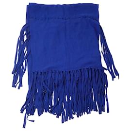Bottega Veneta-Blue silk fringed scarf-Blue