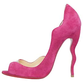 Christian Louboutin-Tacones peep-toe de ante rosa - talla UE 37-Rosa