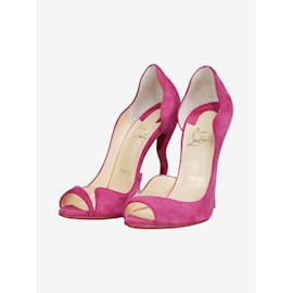 Christian Louboutin-Pink suede peep-toe heels - size EU 37-Pink