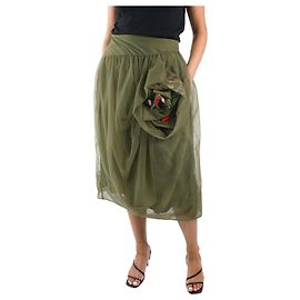 Simone Rocha Jupe midi en tulle brodé floral vert - taille UK 10 Vert