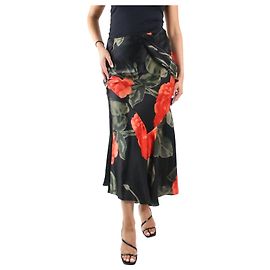 Simone Rocha Jupe longue en soie froncée florale multicolore - taille UK 10 Multicolore