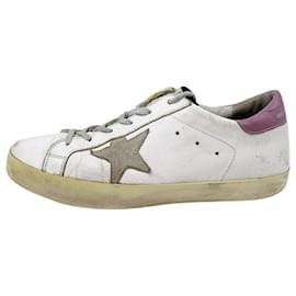 Golden Goose Deluxe Brand-White leather lace up trainers - size EU 41-Other
