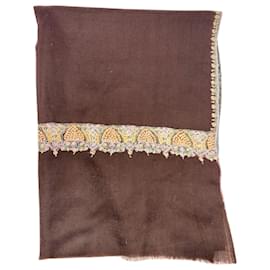 Autre Marque-Brown Embroidered detailing scarf-Other