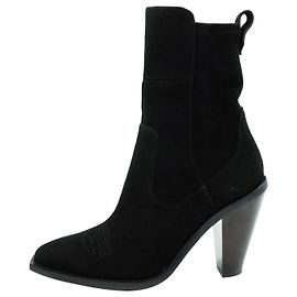 Ermanno Scervino Black Western style suede zip up ankle boots - size EU 39 Other