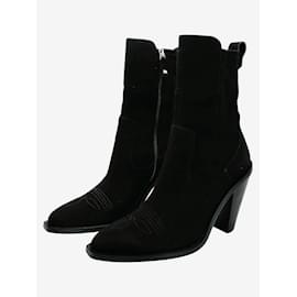 Ermanno Scervino-Black Western style suede zip up ankle boots - size EU 39-Other