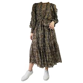 Ulla Johnson-Brown long sleeve patterned dress - size UK 10-Other