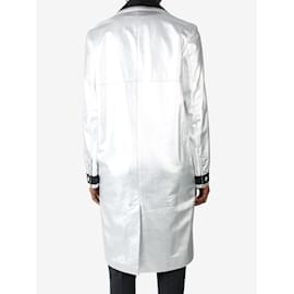 Chanel-Chanel Silver long-length leather button-up coat with pockets - size FR 40-Other