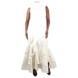 Autre Marque-White sleeveless ruffled maxi dress - size UK 16-White