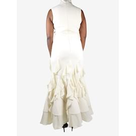 Autre Marque-Vestido maxi branco sem mangas com babados - tamanho UK 16-Branco