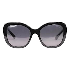 Chanel-Schwarze übergroße Sonnenbrille-Schwarz