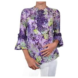 Andrew GN-Purple floral print ruffled blouse - size FR 36-Purple
