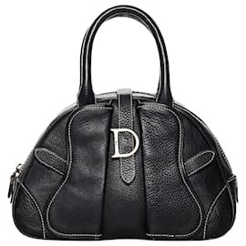 Christian Dior-Black double saddle leather dome bag-Other