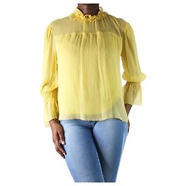 See by Chloé Gelbe, transparente Seidenbluse mit langen Ärmeln – Größe FR 40 Andere
