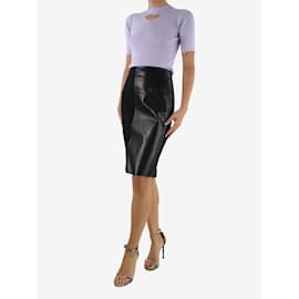 Fendi-Black wool skirt with leather panel - size IT 44-Other
