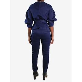 Autre Marque-Blue long-sleeved top and trousers set with belt - size UK 8-Other