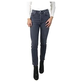Citizens of Humanity-Jeans cinza de cintura alta com ajuste reto - tamanho XS-Outro