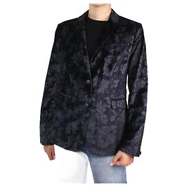 Rag & Bone Marineblauer, einreihiger, geblümter Samtblazer – Größe UK 14 Marineblau