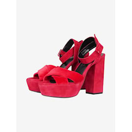 The Kooples-Red suede open toe strappy heels - size EU 40-Red