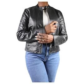 Dolce & Gabbana-Black crinkled leather jacket - size IT 48-Black