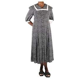 Autre Marque-Schwarzes Kleid mit Polka-Dot-Kragen – Größe UK 12-Schwarz