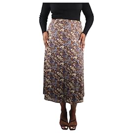 Reformation-Falda midi con estampado floral marrón - talla US 10-Castaño