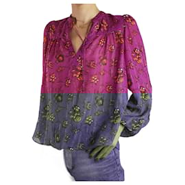 Ulla Johnson-Purple long-sleeved floral silk blouse - size US 6-Other