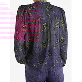Ulla Johnson-Purple long-sleeved floral silk blouse - size US 6-Other